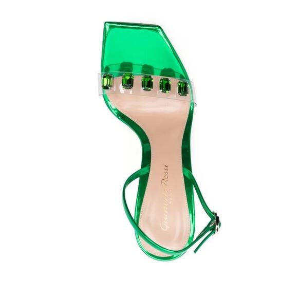 Gianvito Rossi Ribbon Candy 105mm Sandals – Metallic Green / PVC – Size 36.5 EU - Picture 3 of 10